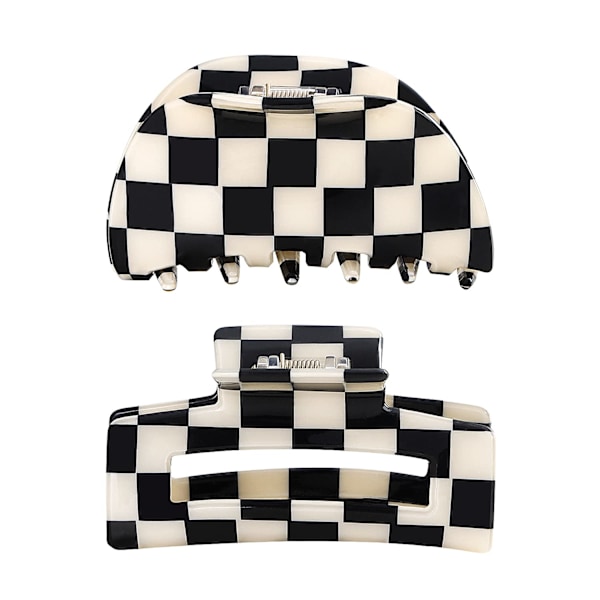 Checker Claws Sköldpadds Barrettes Klo Klämmor för Kvinnor No-Slip Gr
