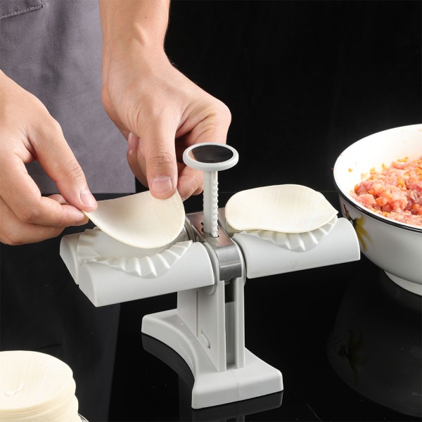 Dubbelhuvud automatisk wonton-dumplingsmaskin, 1 st wonton-du