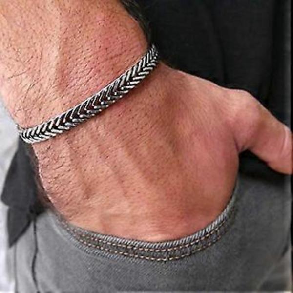 Handgjort Manschettkedjearmband för Män Tillverkat av Rostfritt Stål - Silverarmband för Män - Manschettarmband för Män - Smycken för Män - 18cm*10mm*4mm