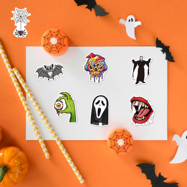 200 stk søte Halloween-vinylklistremerker i bulk, vanntette