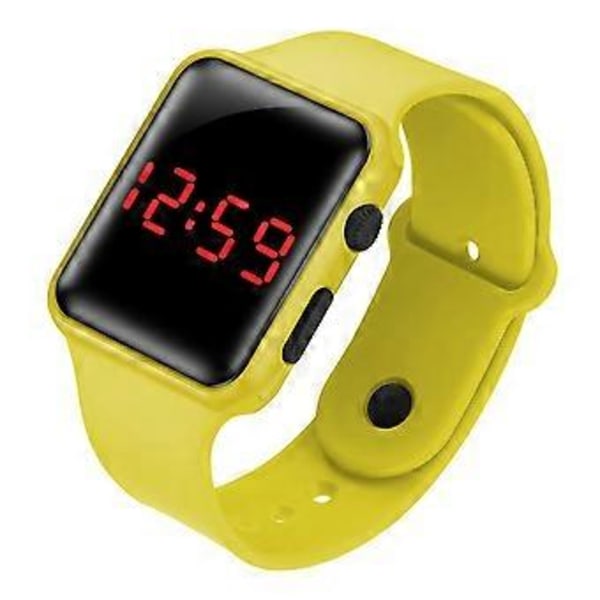 LED Digitalt Armbåndsur Unisex Børn Piger Drenge Sport Silikone Dame Herre Armbåndsur Yellow