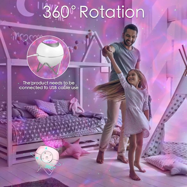 Galakseprojektor, Stjerneprojektor 360° Rotasjon Sensorlys, St