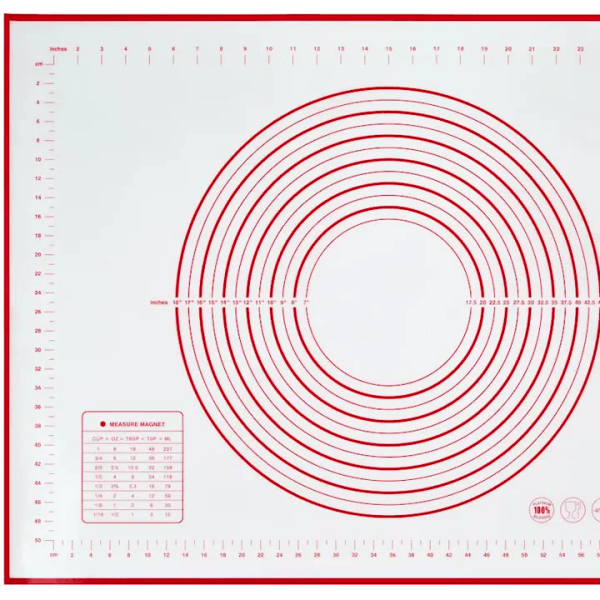 Tarttumaton silikoninen leivontamatto taikinamatolla mittauksilla - 60 x