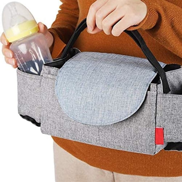 (Grå) Baby Buggy Organizer Barnvagn Barnvagn Kopphållare Väskor Mamma