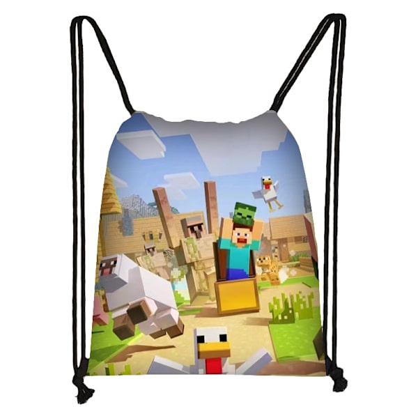Minecraft Snørepose Barn Stor Kapasitet Organizer Bag-9