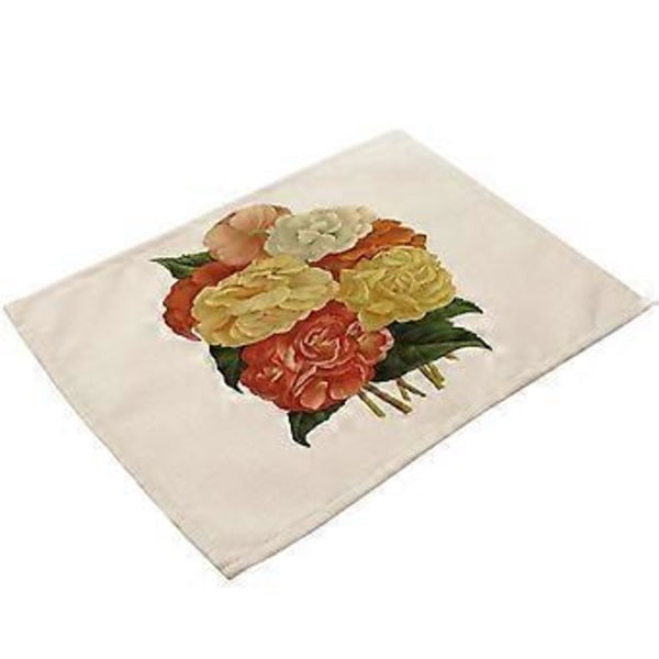 Blomstertryckt Tvättbar Hushållsduk Bordsunderlägg Värmeisolering Matsalsmatta (#6)