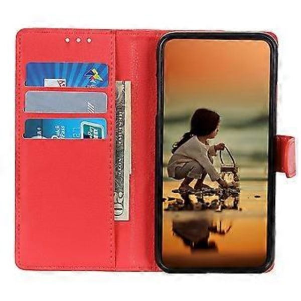 Plånboksfodral för Motorola Edge 60 Fusion 5G PU Läder Telefonskal Litchi Textur Red