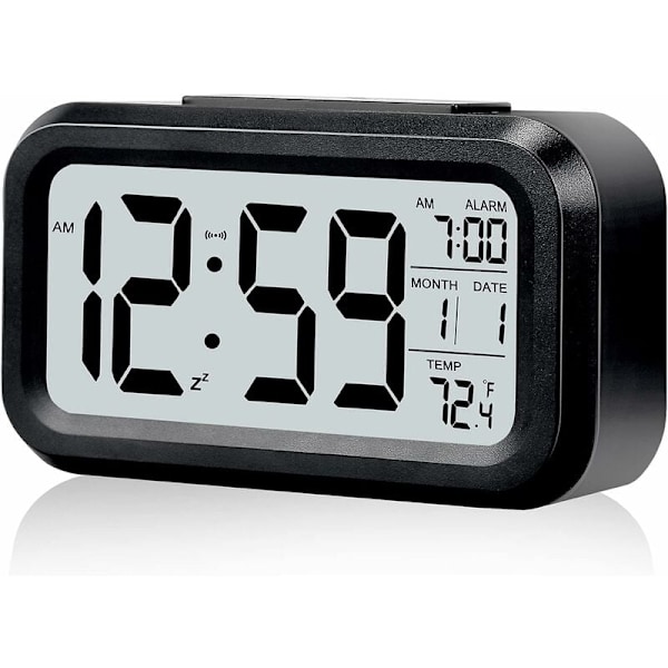 1 st svart digital väckarklocka, små batteridrivna skrivbordsklockor