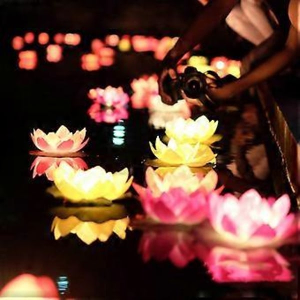 LED Vand Flydende Lotus Lys Batteridrevet Midt-Efterårs Festival Vand Blomst Natlampe til Bryllup Badekar Indretning Gradient lys Gradient light