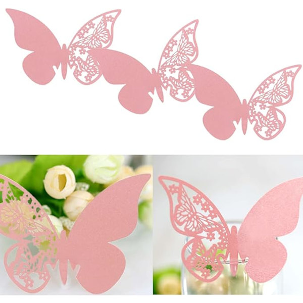 100 st Butterfly Place Cards Sittkort Fjärilsform 3D Flo