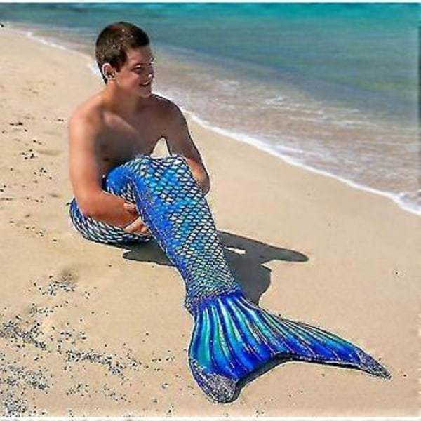 Nya sjöjungfrusimbassänger för flickor - Snygga baddräkter utan monofenor, perfekta för pool- och strandnöje Blue 150cm