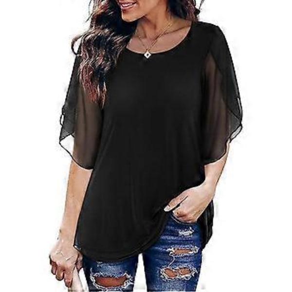 1 stk. flagermusærme rund hals T-shirt - Billede 5 - L (style364)