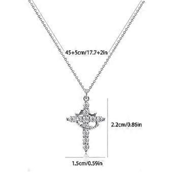 Muodikas choker-kaulakoru tukevalla ruostumattomasta teräksestä valmistetulla ristiriipuksella, koru asuste trendikkäille naisille ja tytöille, hopea Silver