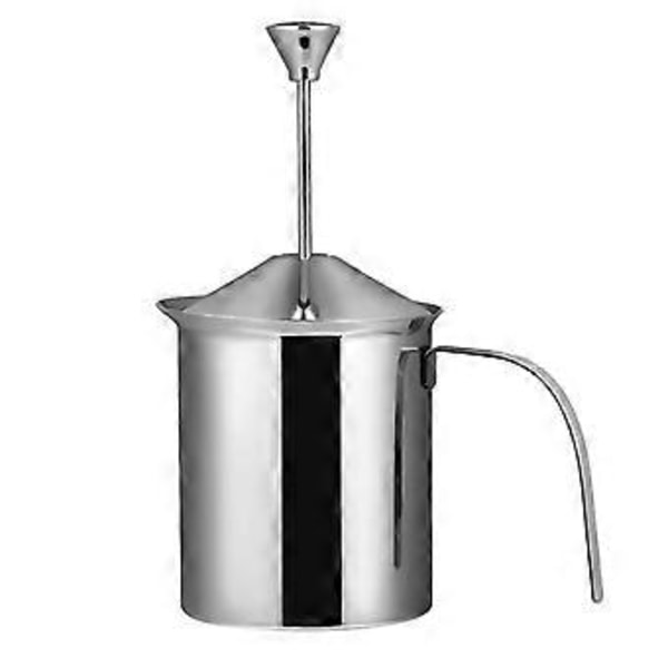 Hemoton 304 Rostfritt Stål Mjölkskummare Dubbellagers Filterskärm Manuell Mjölkskummare Cappuccino Latte Kaffe Kanna Köksredskap (800cc)