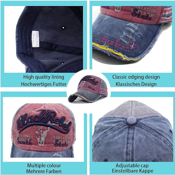 Baseball-lippis Unisex Säädettävä Golf-hattu Hengittävä Vintage Farkut