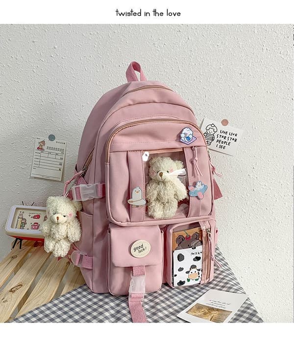Skole Taske til Studerende, Skuldertaske, Rygsæk - Pink