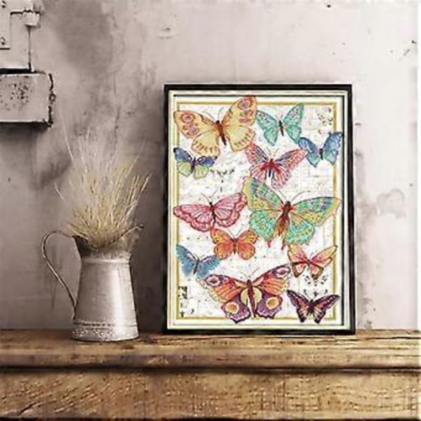 Stempel Broderi Kit 11CT Trykt Farverig Sommerfugl Mønster 40x55cm 11CT()