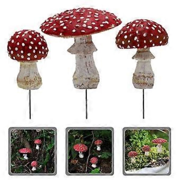 3 stk. Mikro Landskab Svampe Ornamenter Resin Selvlysende Svampe Bonsai Blomsterpotte Dekoration