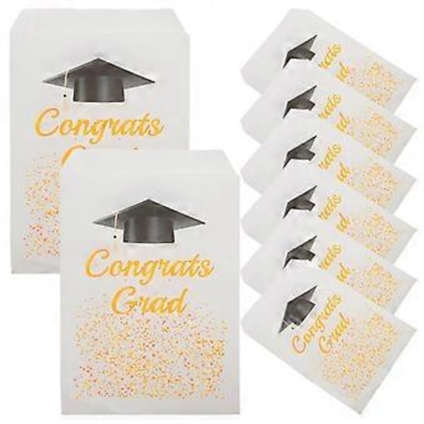 10 stk. Gavepose i papir til dimission, Tillykke Grad Fest Gaveposer Godtepose Slikpose