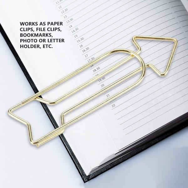 4 stk Store Gullpapirklemmer, Papirklemmer, Metallpapirklemmer Pil