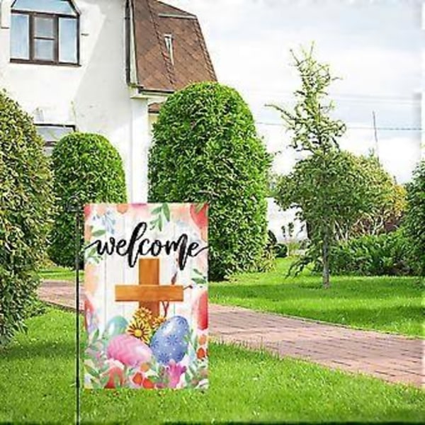 Påsk Trädgårdsskylt 30x45 cm Vår Trädgård Utomhusskylt Personliga Påskdekorationer Dubbelsidig Påsk Gård Dekoration Gåva C