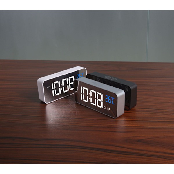 Silver digital väckarklocka, digital klocka LED väckarklocka, digita