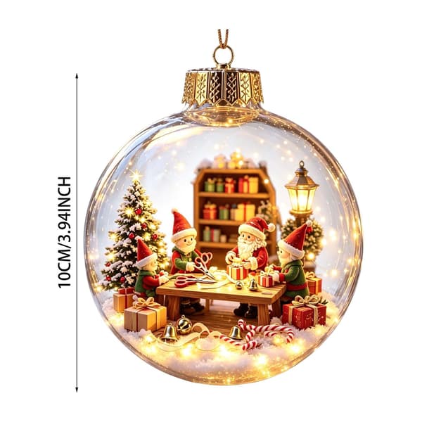10 cm julekule-pynt med krystall, lysende julekule-pynt - GJ971-05