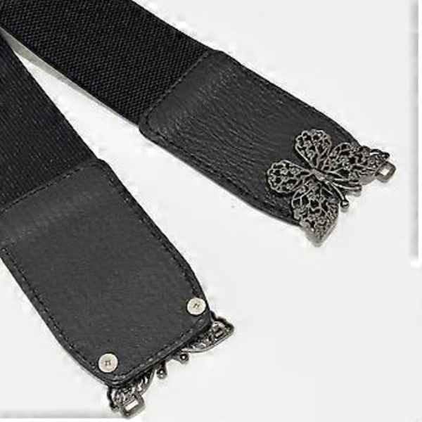 Bredt midjebelte for kvinner, elegant uthulet sommerfuglspennekorsett, universelt midjebelte for kvinner, kjole, skjorte, bredt korsett, svart Black