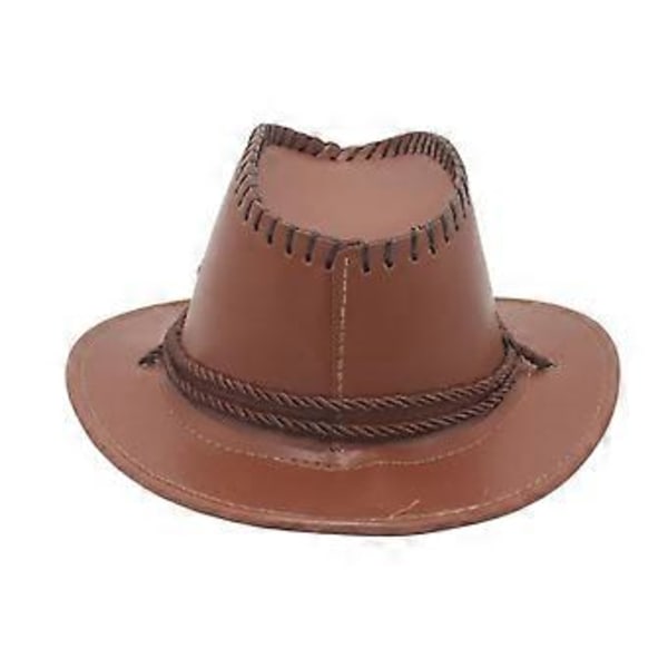 Western Cowboy Hatt Solhatt Läder för Kostymtillbehör Semester Utomhus Camping (khaki)