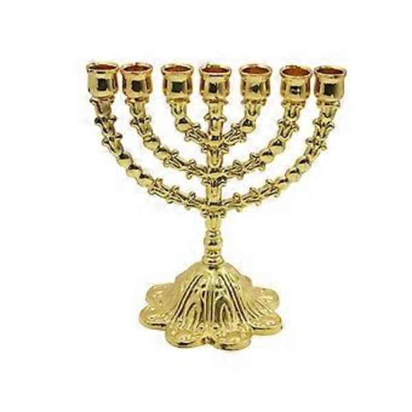Hanukkah Menorah Metall Ljushållare Tealighthållare 7 Grenar Ljusstake för Middagsbjudningar Dekorationer Heminredning Höjd 17cm (Gyllene) Golden