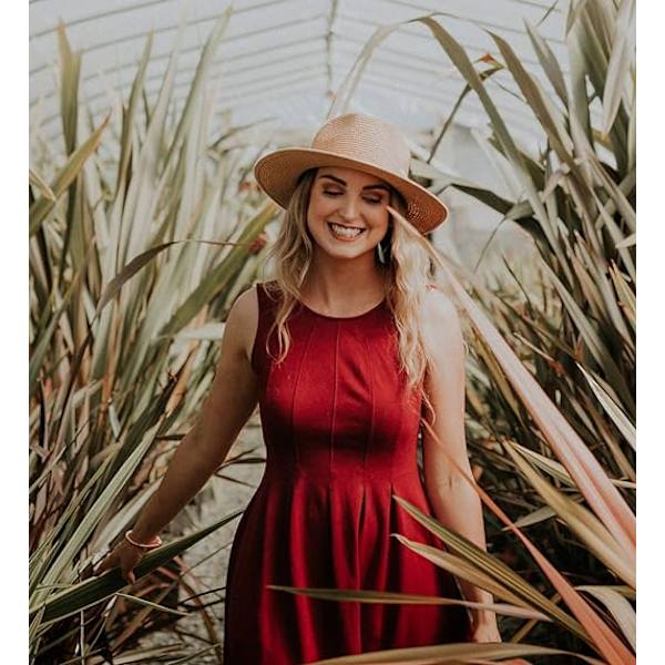 Womens UPF50 Foldable Summer Straw Hat Wide Brim Fedora Sun Beach