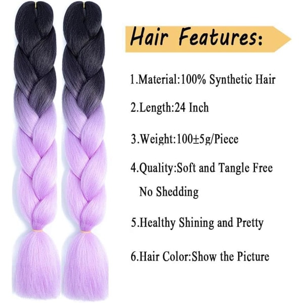 6 Pieces Jumbo Braids Hair Ombre Crochet Braiding Extensions for