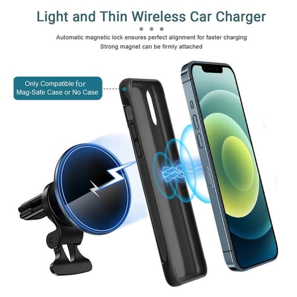 Induktionsbiloplader, Kompatibel med iPhone12 / iPhone12 Mini/