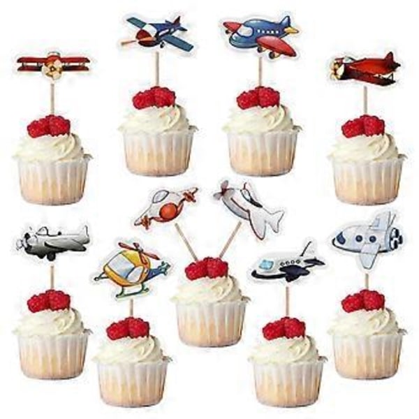 10 stk Kagepynt Flyvemaskine Legetøjsmønstre Kageplukke Cupcakespynt Dessert Dekorative Pynt