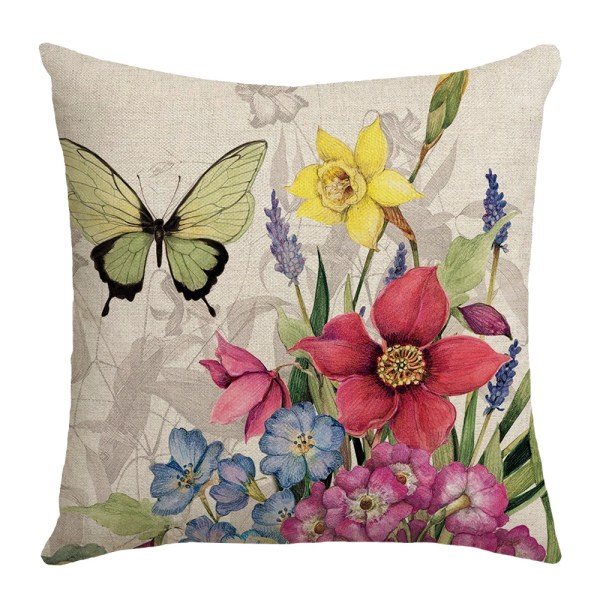 Putetrekk, sett med 4-45 x 45cm bomull og lin Daisy Flower Pr