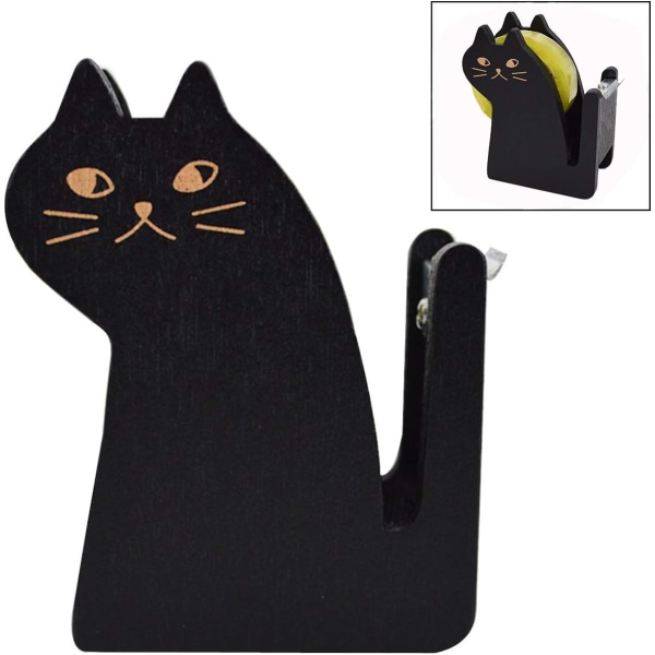 Rolig söt trä tejp tejp dispenser, katt tejp