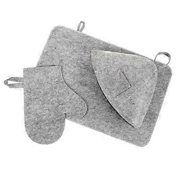 1 Set Filt Bastuhatt Handske Och Kudde Set Andningsbar Bastuhatt Badrum Bastutillbehör Grey