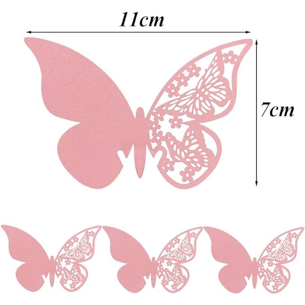 100 st Butterfly Place Cards Sittkort Fjärilsform 3D Flo