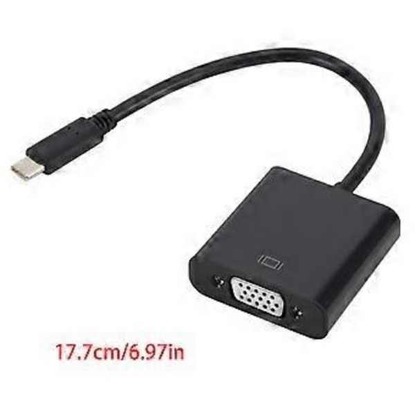 Teräväpiirto USB3.1 Type C - VGA Naarasmuunninjohto Sovitinlinja tietokoneen näytölle, televisiolle ja projektorille Hopea Silver