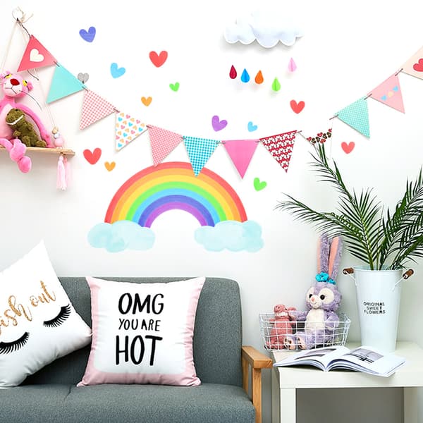 Glow Rainbow Cloud Love Wall Decal Paper Glow Sticker Stue