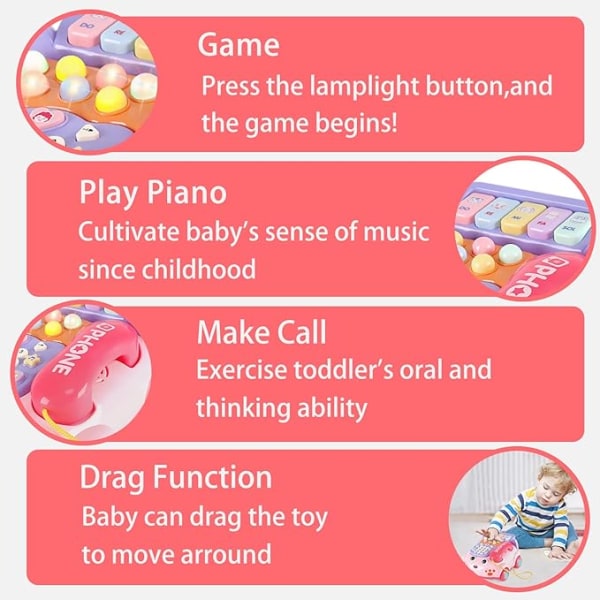 Baby Phone Toy, Baby Toy Phone Cartoon Baby Piano Music Light Toy