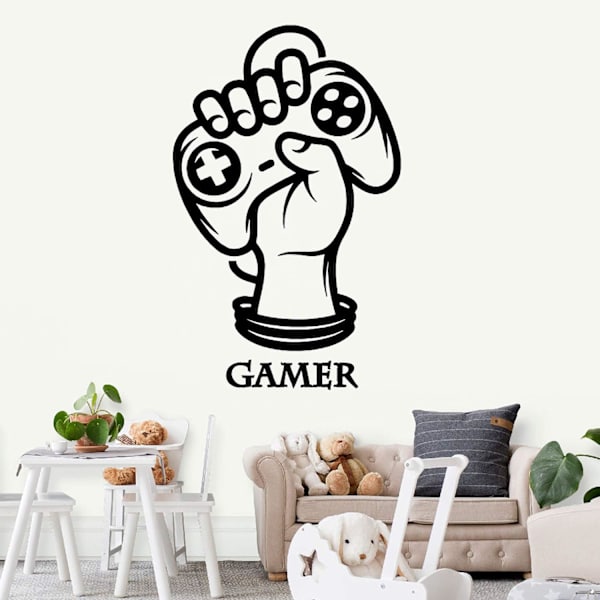 Gamer Power -seinätekstit pohjoismaisella tyylillä. \"Gamer Power\" ohjaimella
