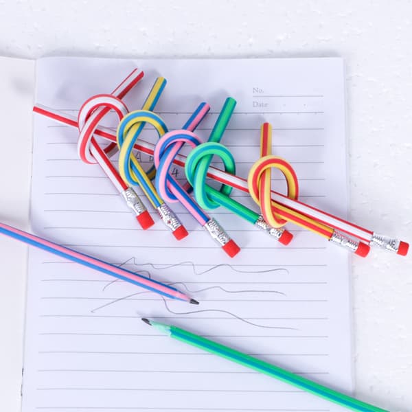 50 stk. Foldbare bløde blyanter 30 cm gevind PVC farverige stribede HB blyanter