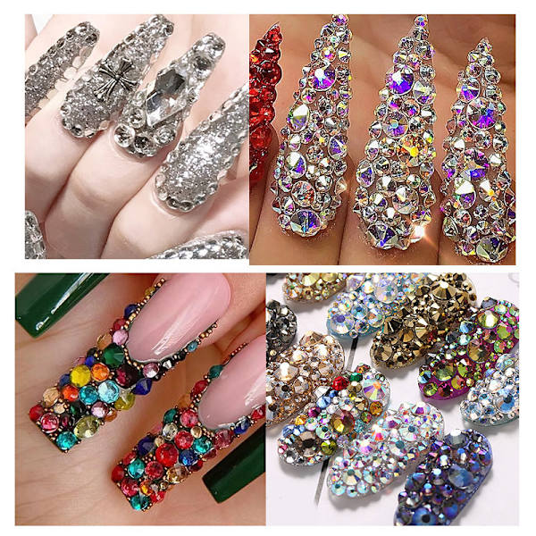 Rhinestones för nagelkonst, Crystal AB Rhinestones Flat Back Gems &