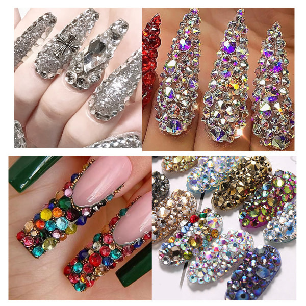 Rhinestones for Nail Art, Crystal AB Rhinestones Flat Back Gems &