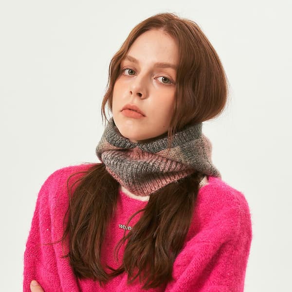 Gradient Baraklafar Hue - Vævet Uld Pullover Hættetrøje - Uld Hue Hætte Hals.pink. Pink
