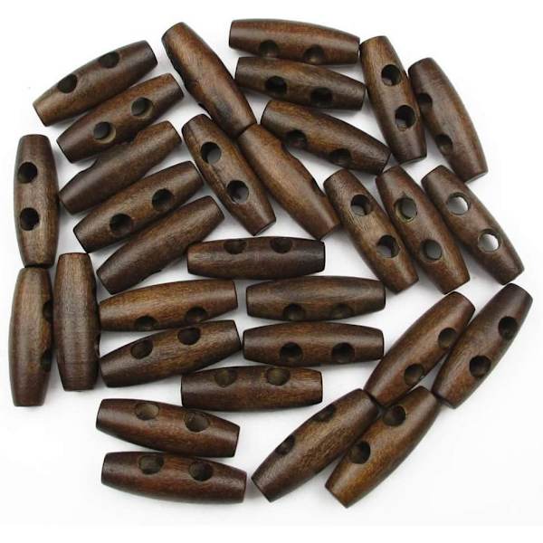 Mørke træ vippe knapper, 50 stk. 30 mm til syning, scrapbooking, E
