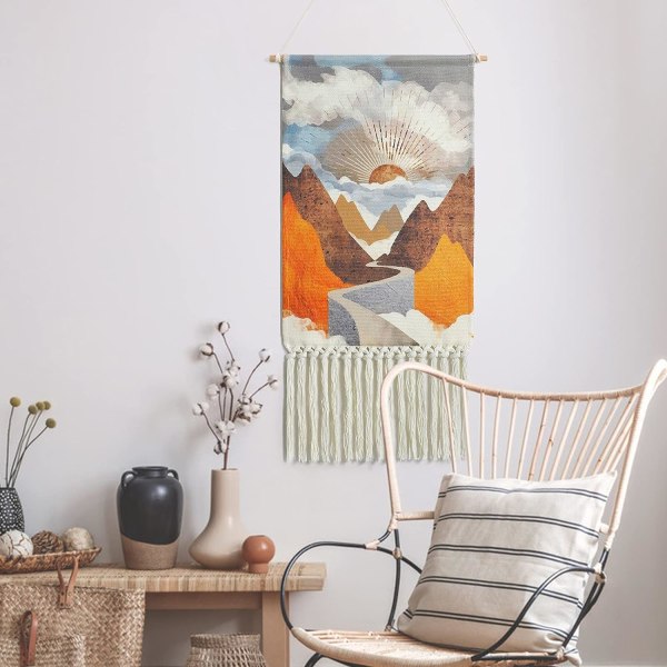 1 st Bohemian Macrame vävd väggbonad Soluppgång väggbonad Colo