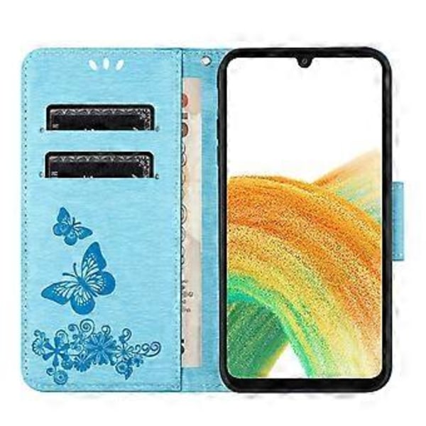 Fodral för Samsung Galaxy A05s 4G PU Läder Fjärilar Blomma Mobilskal Style E