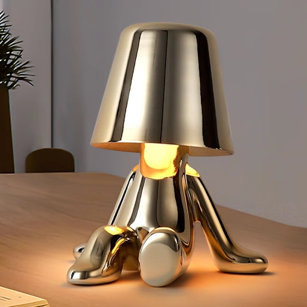 Liten Gyllene Man Led Bordlampor Touch Control Dimbar Lampa Bar